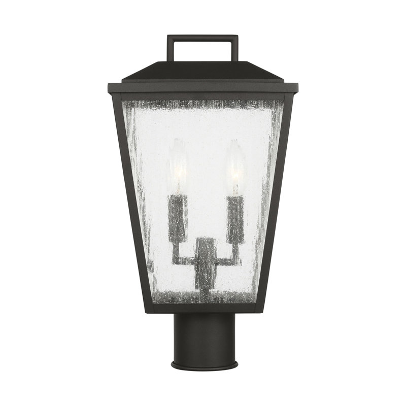 Kennewick 2 Light Outdoor Fixture With Clear Seeded Shade, Textured Black