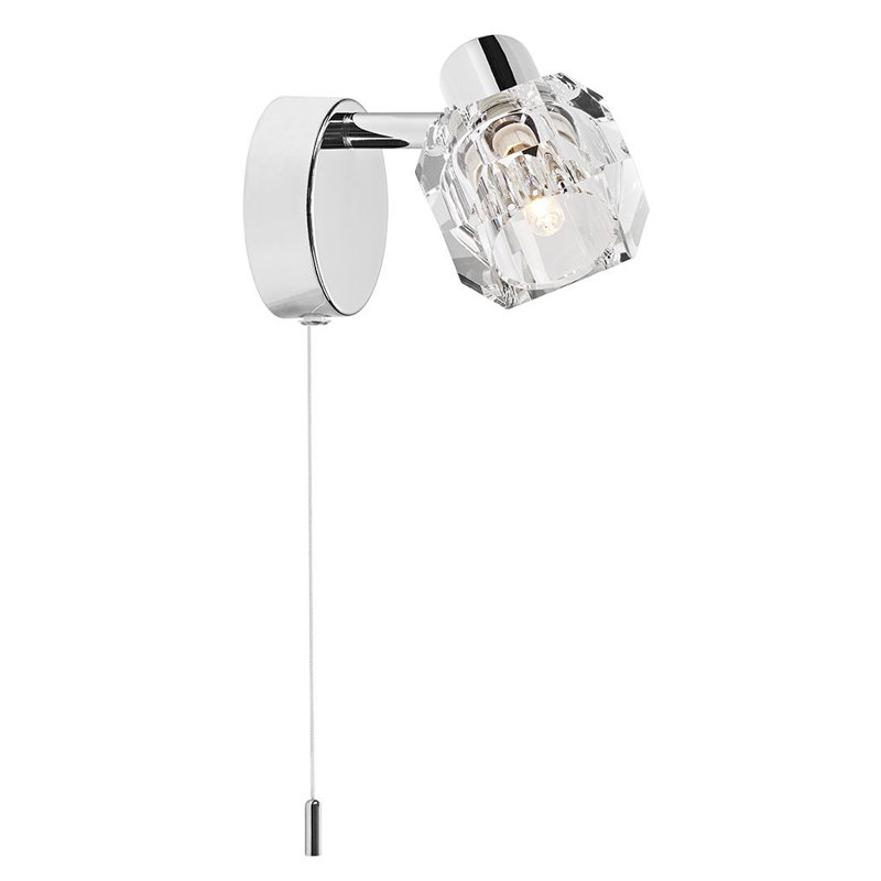 Mead Modern Wall Light with Chunky Ice Cube Shade, Polished Chrome