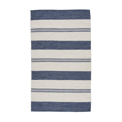 Striped Area Rug in Navy/Ivory