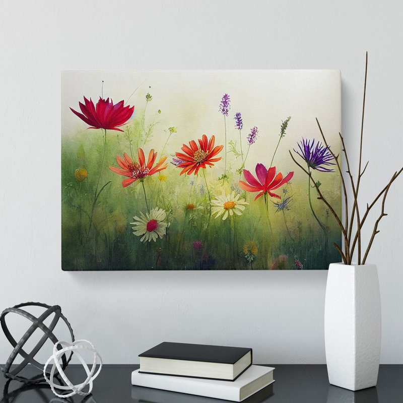 Expressive Wildflowers Floral - Wrapped Canvas, 35cm H x 50cm W x 3cm D