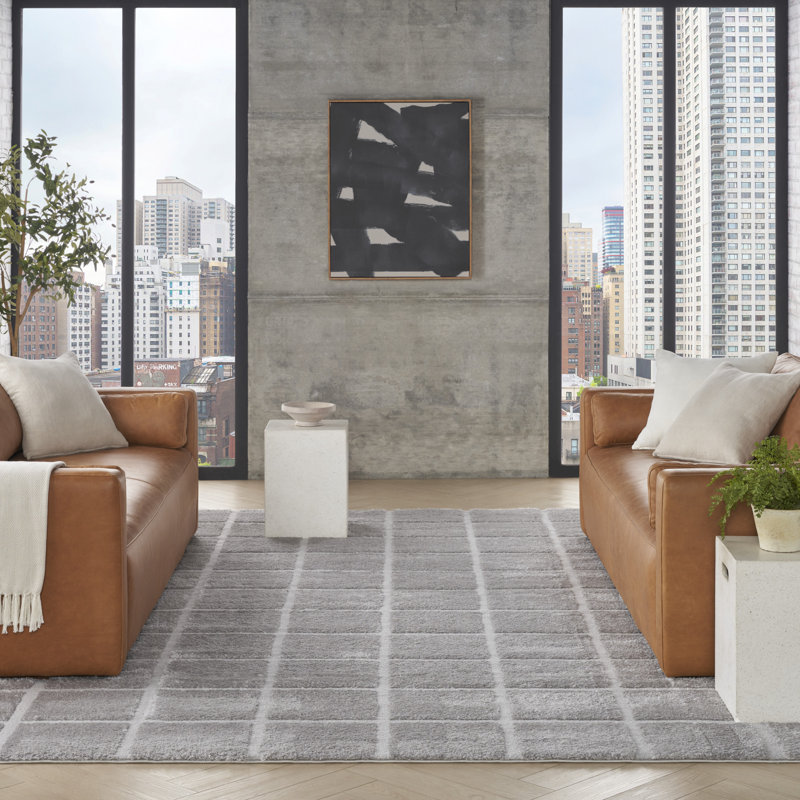 DKNY West End Ave Grey Modern Indoor Rug, Rectangle 7'10" x 9'10"