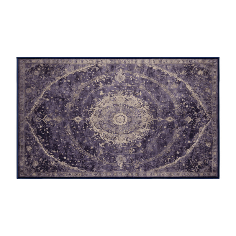 Machine Washable Purple Area Rug, Rectangle 3' x 5'