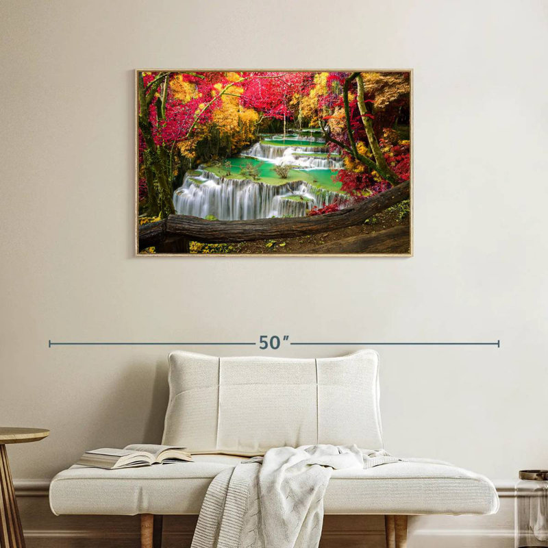Cascade Huai Mae Khamin, Cadre flottant en bois naturel, 37 po x 25 po