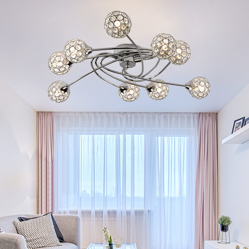 Plafonnier semi-encastré sphère 21,8 po à 9 lumières Brecksville
