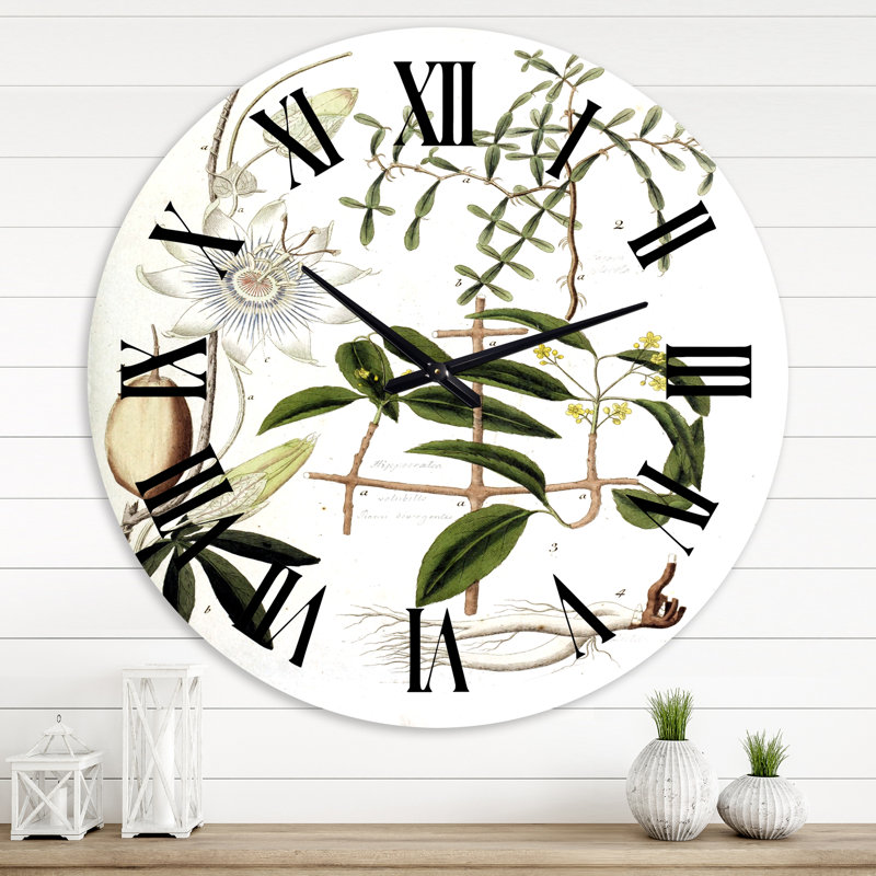 Vintage Plant Life IV - horloge murale campagnarde, Grand