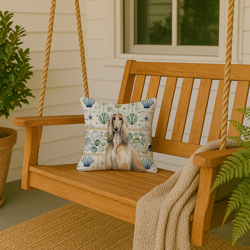 Coussin en verre afghan Coastal Sea, Carré 14 po, Afghan Hound
