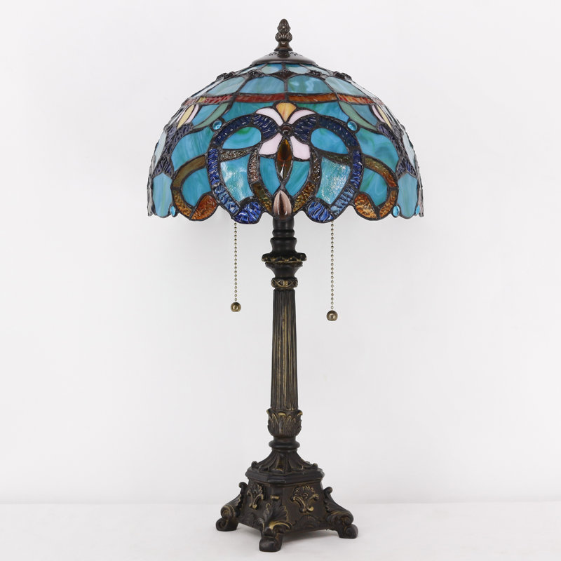 Tiffany Table Lamp Blue Green Stained Glass Desk Lamp 12X12X21 Inches Jewelry Baroque Style Reading Light