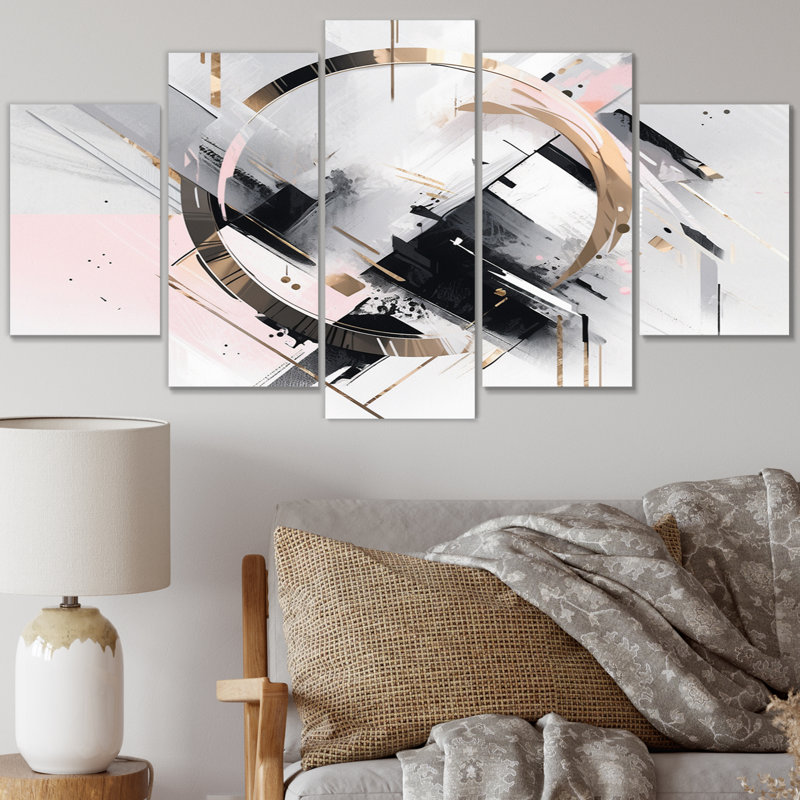 «Pink and Gray Mosaic Echoes II», impression sur métal 5 pièces