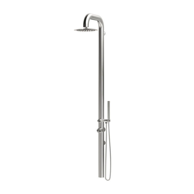 Douche d'extérieur murale en acier inoxydable avec douchette Summit 316, Acier Inoxydable