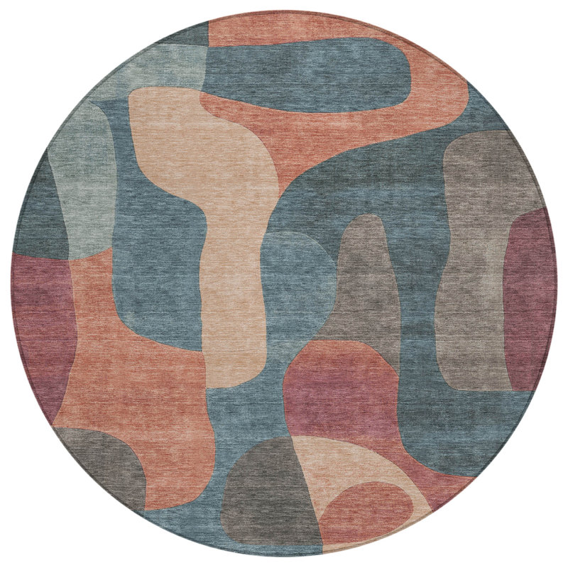 Machine Washable Indoor/Outdoor Xhevrie Sage Rug, Round 8'