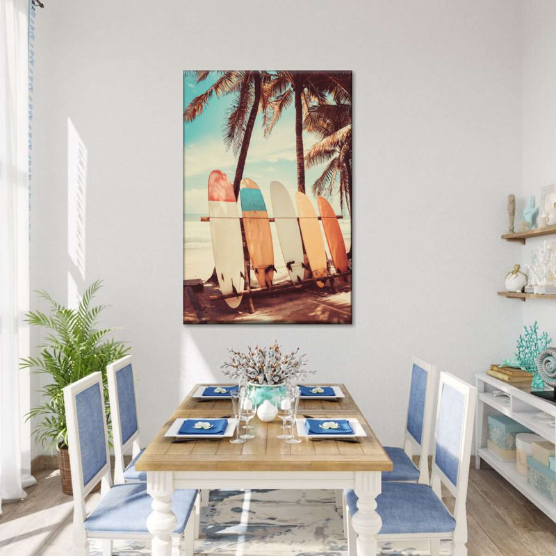 Planches de surf rétro sur toile, H 39 po x l 26 po x P 1,25 po