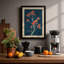 Flowering Plant in Teal Botanical - Framed Print-1241969590-1241969591