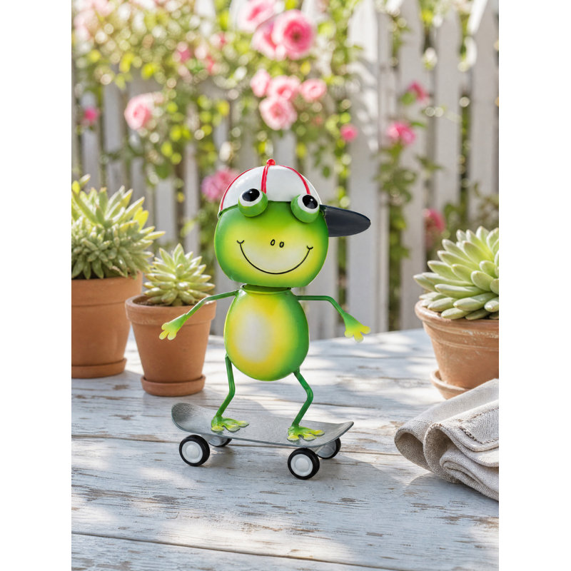 Statuaire de jardin en métal Skateboard, Frog