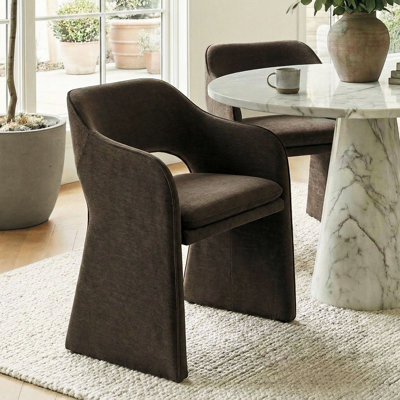 19" Seat Height Upholstered Chenille Dining Armchair