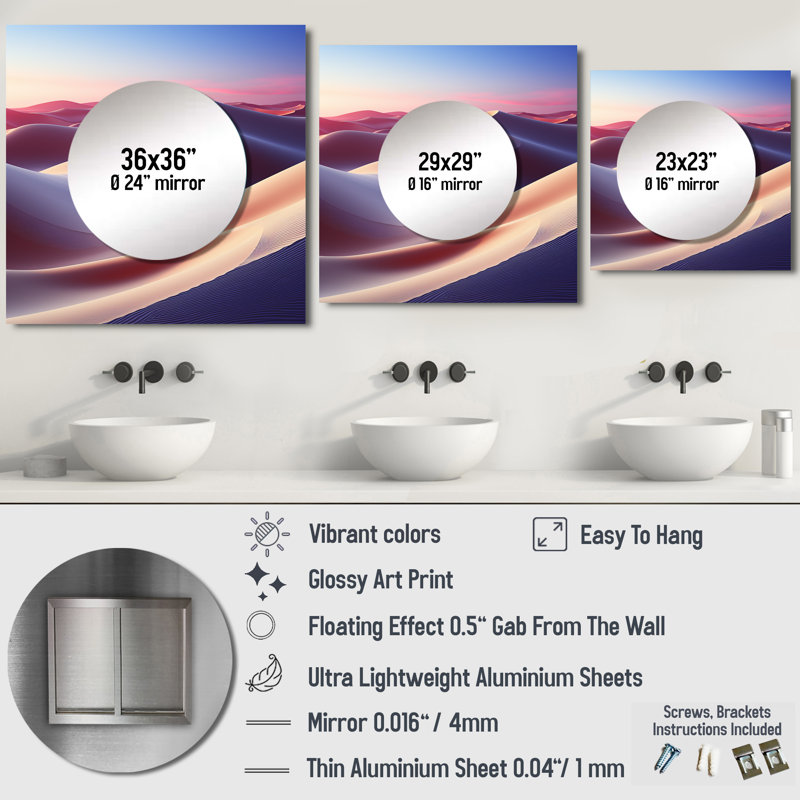 Jabora - Miroir mural minimaliste pour chambre à coucher, 23 po x 23 po