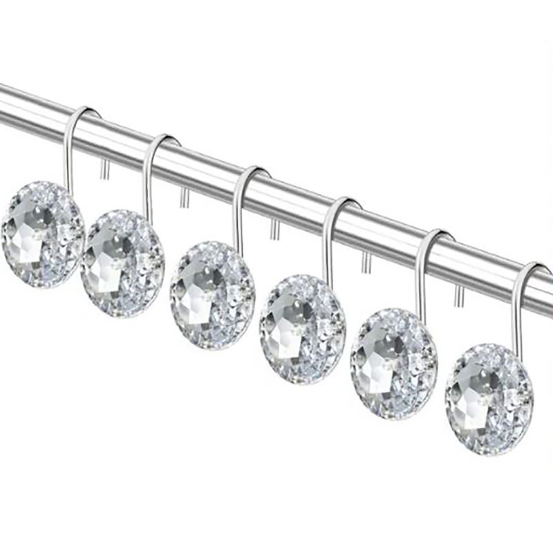 12 Piece Set - Clear Shower Curtain Hooks Rings Rustproof