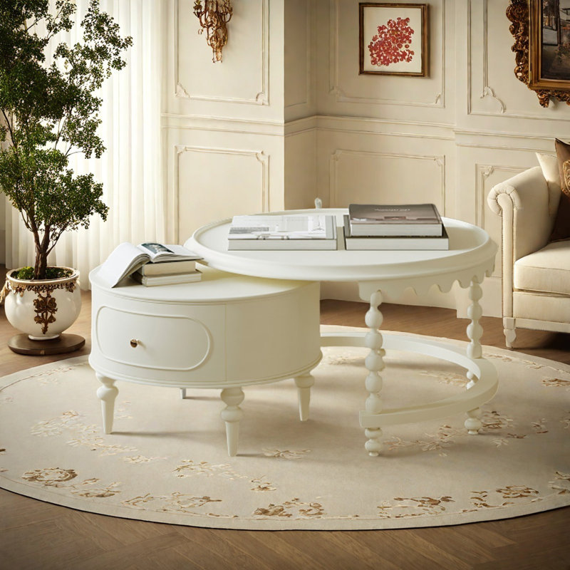 Table basse American American Mother-and-Child, Crème, crème