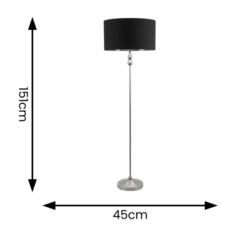 Darthea 151cm Traditional Floor Lamp, Yes, Brushed, Black