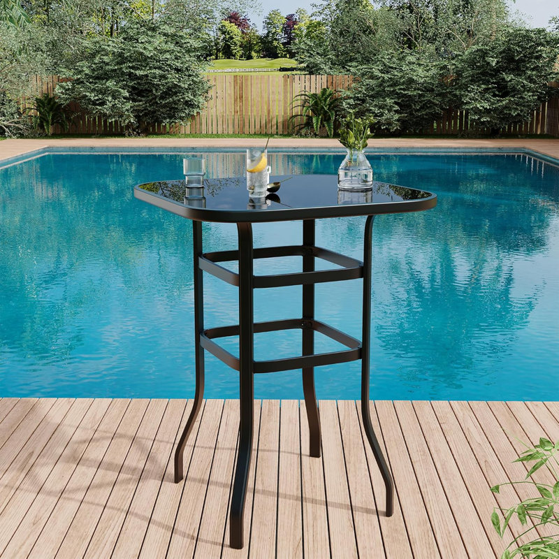 Ensemble de bar pivotant d'extérieur 5 pièces avec 4 chaises et plateau en verre