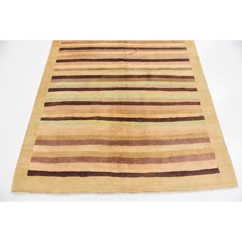 Tapis en laine beige 4 pi 7 po x 6 pi 4 po one-of-kind main noué la Nash