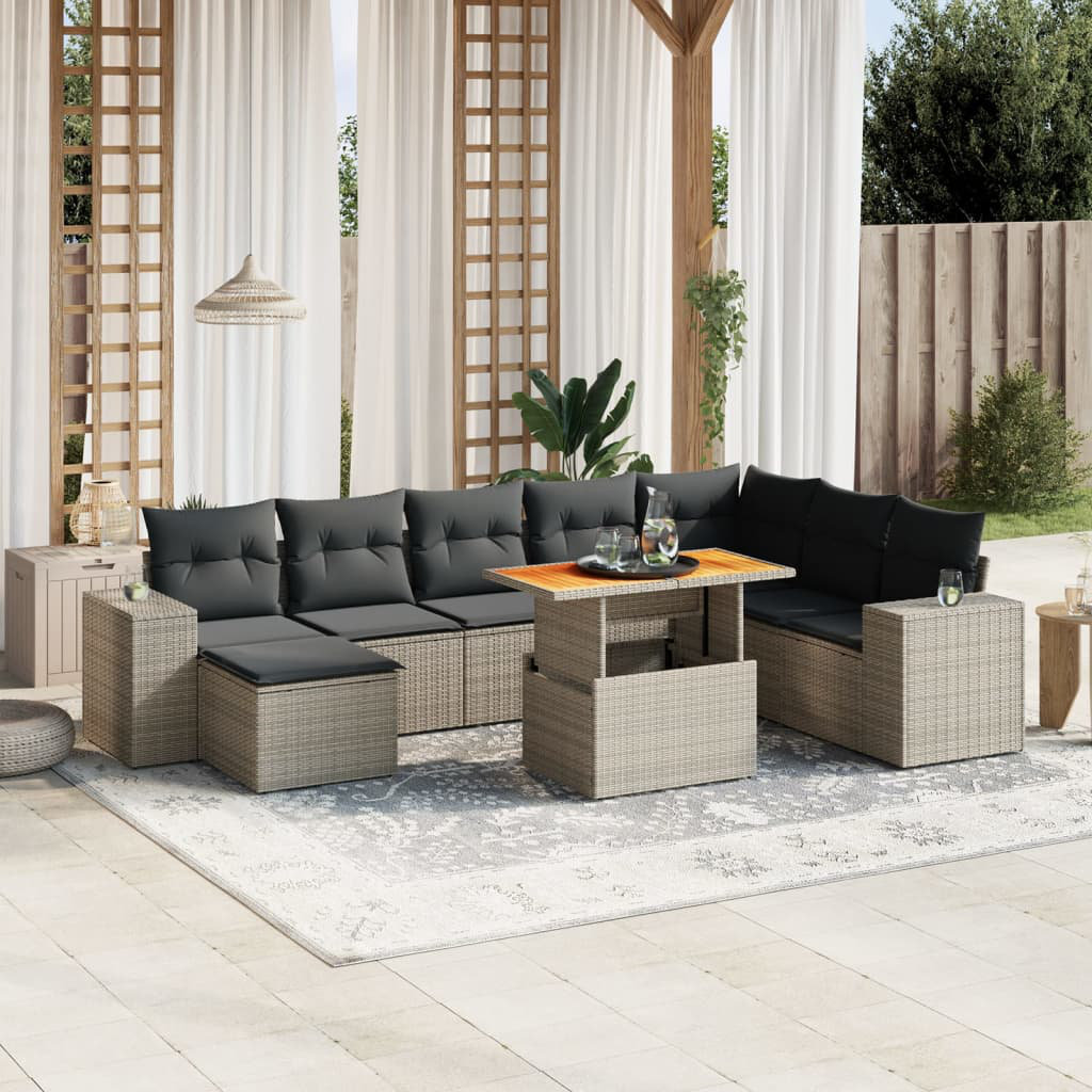 8-Sitzer Lounge-Set aus Polyrattan mit Polster