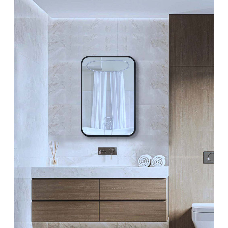 Pharmacie avec miroir 2 tablettes 20 W 28 H Reymi, Black, 28 po x 20 po