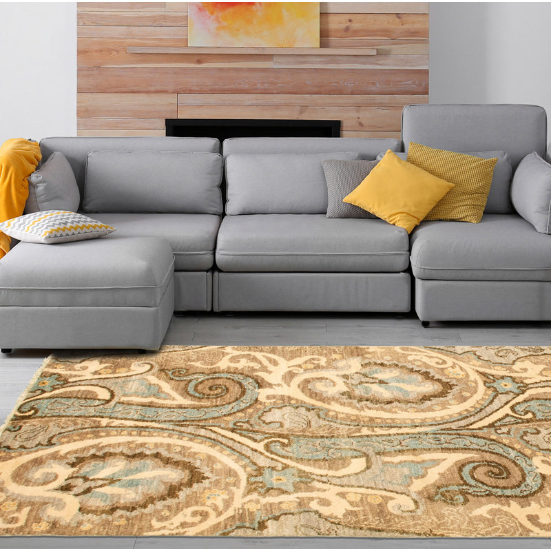 Tapis unique gris / beige en laine noué à la main 3 pi x 5 pi New Age Lahore