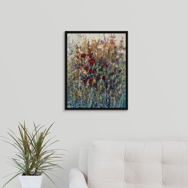 «Petals of Perception», peinture sur toile, H 21,7 po x l 17,7 po x p 1,75 po, Cadre flottant noir
