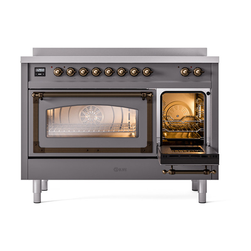 ILVE Nostalgie II Noblesse 48 dans la gamme d'induction, 6 éléments d'induction (porte en verre), Graphite mat / bruni
