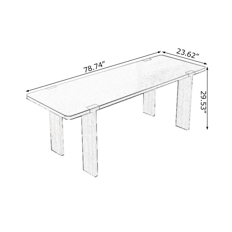 Black Rectangular Solid Wood desks, 29.53" H x 78.74" W x 23.62" D