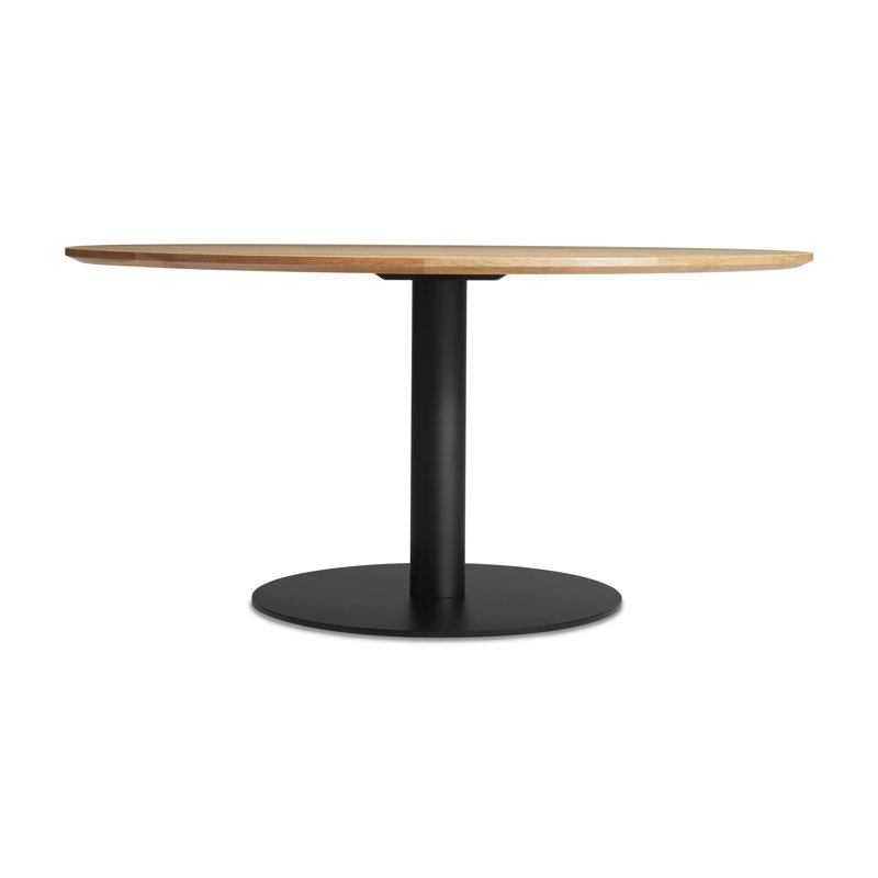 Easy Round Dining Table, White Oak, Matte Black, 29" H x 60" W x 60" L