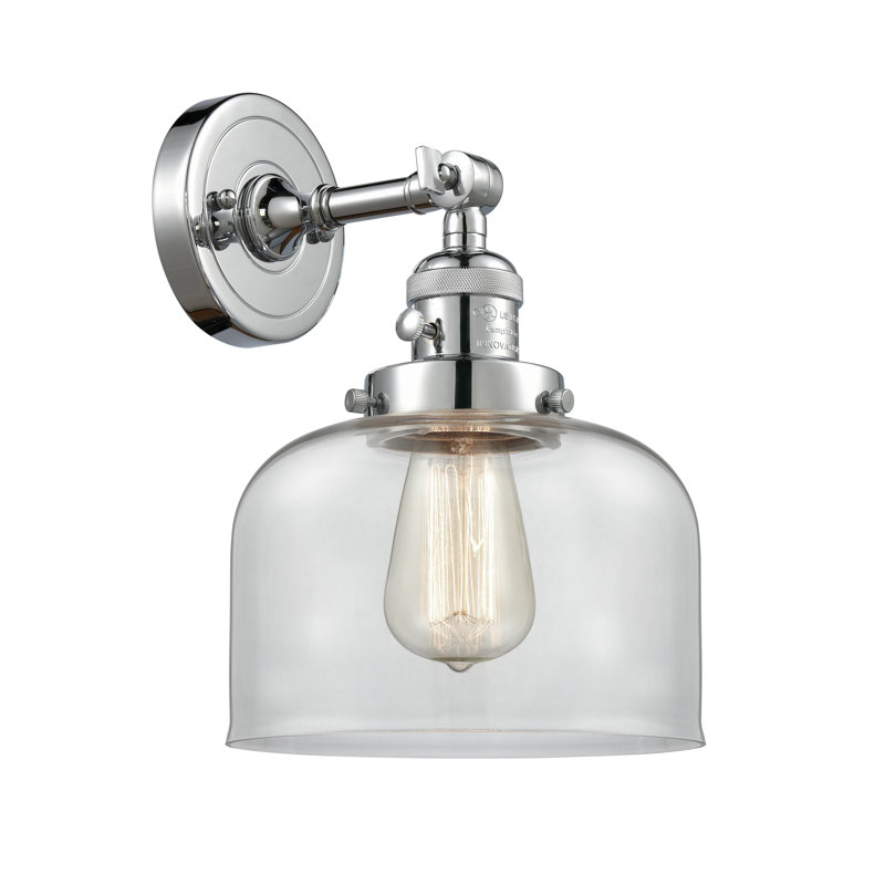 Applique murale 1 lumière 5 po Bell, Ampoule à DEL rétro de 3,5 W, Clair, Chrome poli