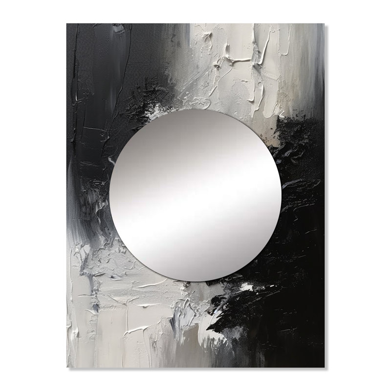 Trotta, noir et blanc, coups de pinceau délicats II - marbre, miroir mural unique, art moderne imprimé, 32 po x 24 po