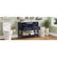Meuble-lavabo bleu 36 po avec contenu de tiroir 100% visible, plateau basculant, poignées argentées et tablette ouverte en matériau imperméable, lavabo en céramique brillante, zone des tiroirs-1654417947