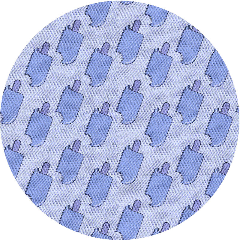 Tapis bleu tissé à la machine, Rond 3 pi