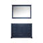 48 po Large meuble-lavabo simple bleu marine avec plateau en marbre, 46 miroirs et une armoire de rangement