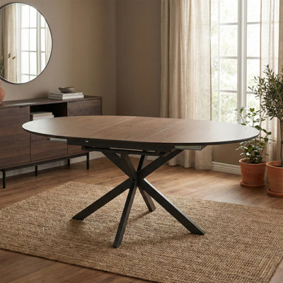Deebora Extendable Round Metal Base Dining Table