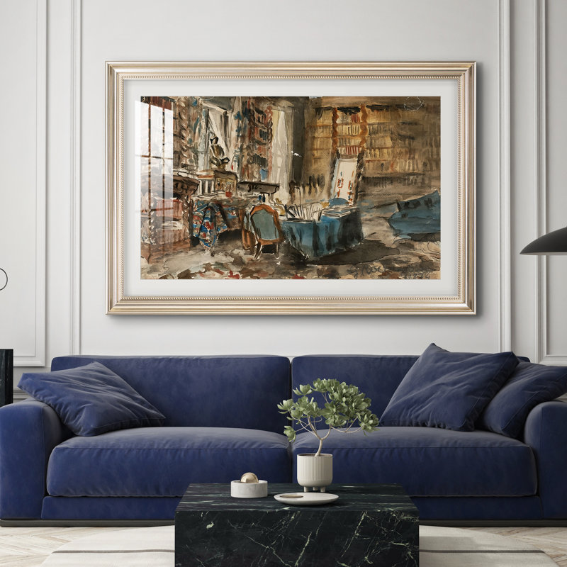 Cabinet de Flaubert à Croisset, 1874-Georges-Antoine Rochegrosse-Custom Framed Print, 28x40 INNER SIZE, Framed Print with Mat