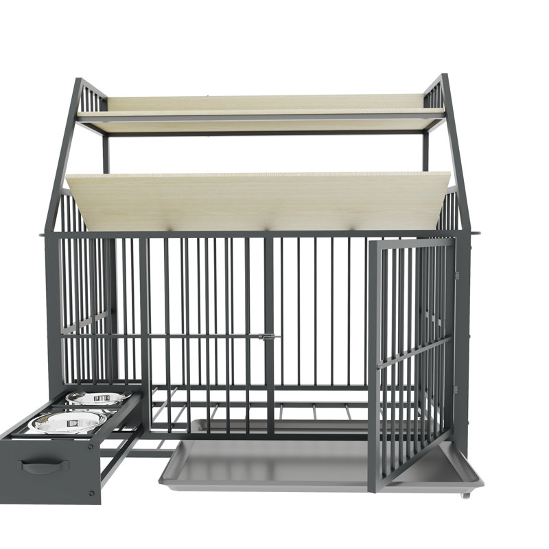 Cage pour animaux polyvalente avec construction robuste et options de rangement pratiques, Beige/noir