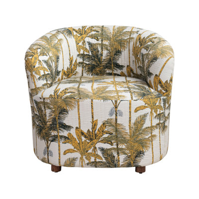 Chaise ronde rembourrée en voile de coton imprimée avec palmiers