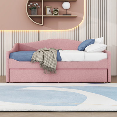 Upholstered Daybed with Twin Trundle and LED