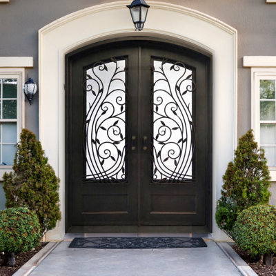 Floral Crescendo Arched Iron Door