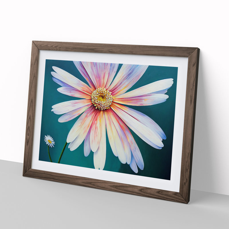 Daisy Flower Dreams - Framed Print, 46cm H x 64cm W x 2cm D, Walnut