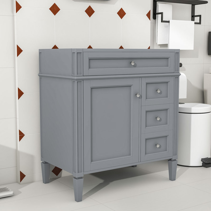 Meuble-lavabo élégant avec tablettes et tiroirs réglables, Gray