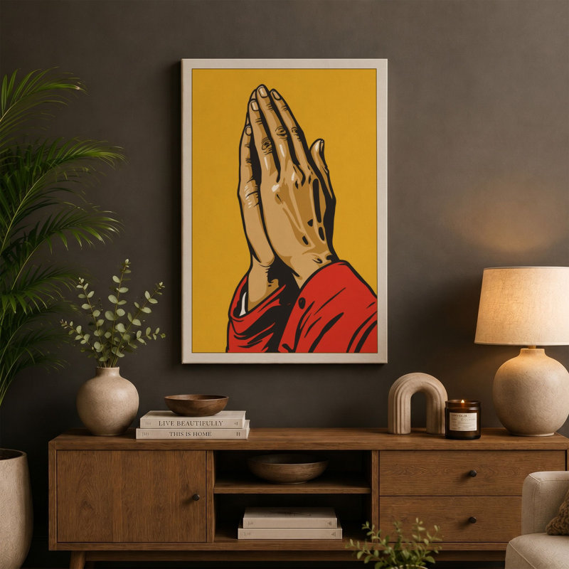 Prayer and Devotion Religious - Wrapped Canvas, 24x16 - 61.0 x 40.6 cm, Teal Border