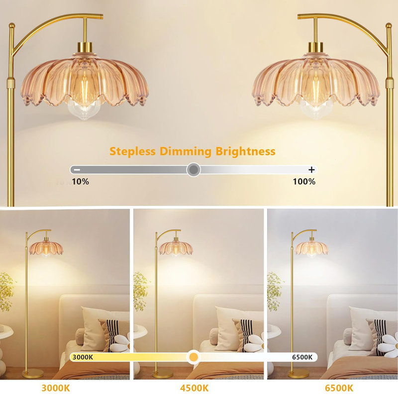 Lampe sur pied en verre beige