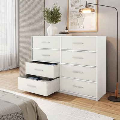 Commode 8 tiroirs avec grands tiroirs en tissu
