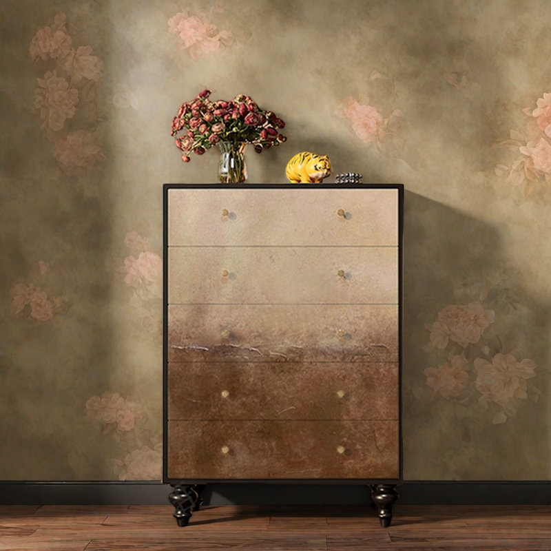 Rustic Antique Solid Gold Walnut Hallway Cabinet