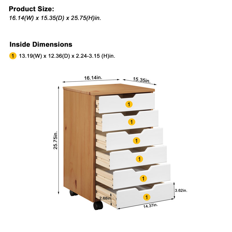 Kerrell 6 Drawer Storage Chest, White/Brown