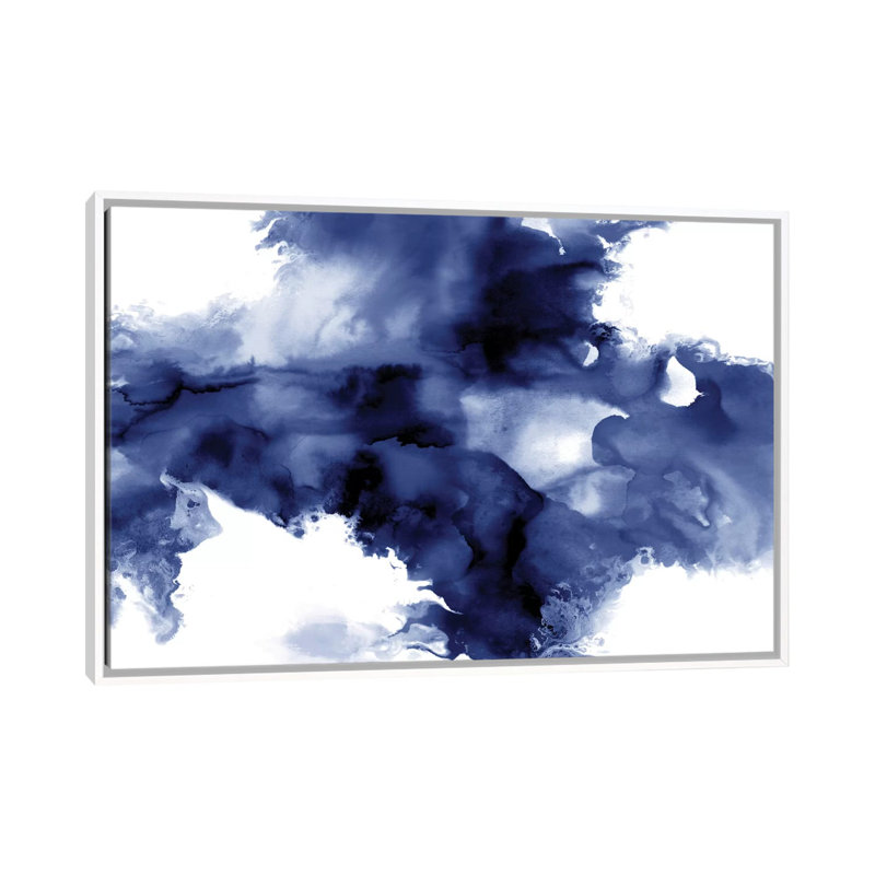 «Derive in indigo I» par Daniela Hudson - reproduction d'art, Toile blanche encadrée, H 18 po x l 26 po x P 1,5 po